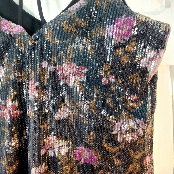 NWT Xhilaration Strappy Sequined Black Floral Mesh Cocktail Party Dress Sz M - Picture 8 of 14